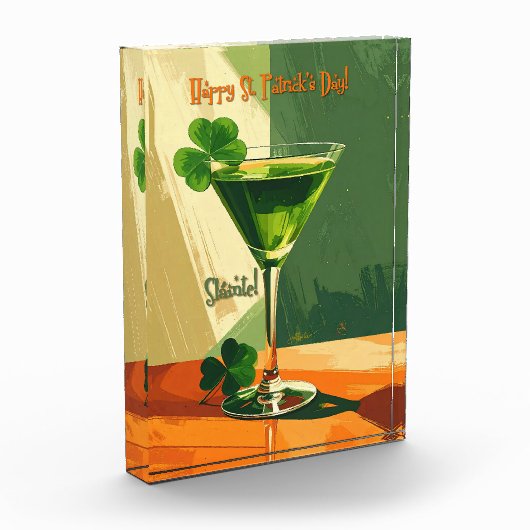 Gelukkige St. Patrick's Day Klavermartini Fotoblokken (Links)