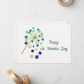 Gelukkige St. Patrick's Day Klavers Notitiekaartje (Voorkant / Achterkant in situ)