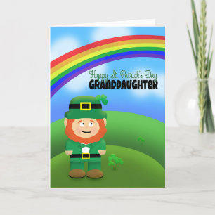 Gelukkige St Patrick's Day kleindochter Leprechaun Feestdagen Kaart