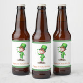Gelukkige St. Patrick's Day Leprechaun Bier Etiket (Flessen)