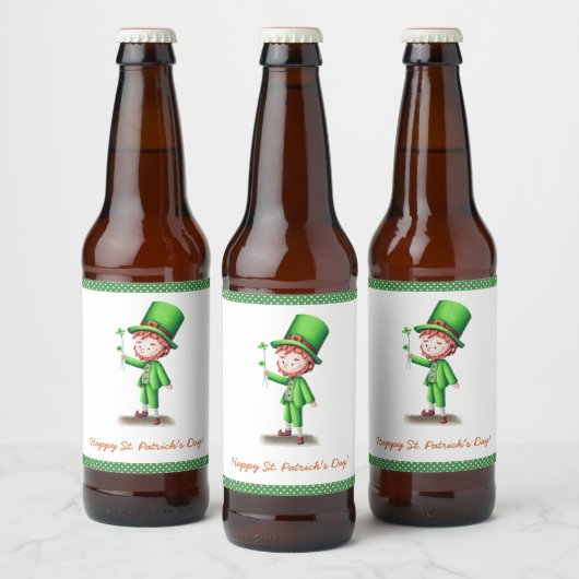 Gelukkige St. Patrick's Day Leprechaun Bier Etiket (Flessen)