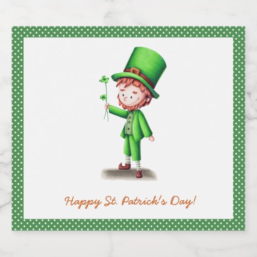 Gelukkige St. Patrick's Day Leprechaun Bier Etiket (Enkel label)