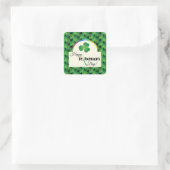 Gelukkige St. Patrick's Day met shamrock Vierkante Sticker (Tas)