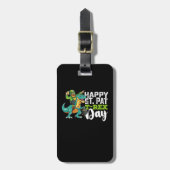 Gelukkige St Patrick's Day Pat Rex Dinosaurus Bagagelabel (Voorkant verticaal)