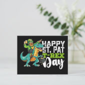 Gelukkige St Patrick's Day Pat Rex Dinosaurus Briefkaart (Staand voorkant)