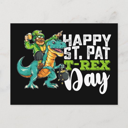 Gelukkige St Patrick's Day Pat Rex Dinosaurus Briefkaart (Voorkant)