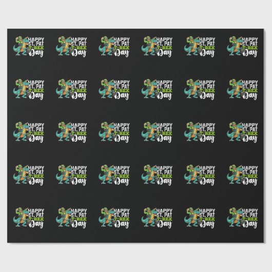 Gelukkige St Patrick's Day Pat Rex Dinosaurus Cadeaupapier (Vlak)