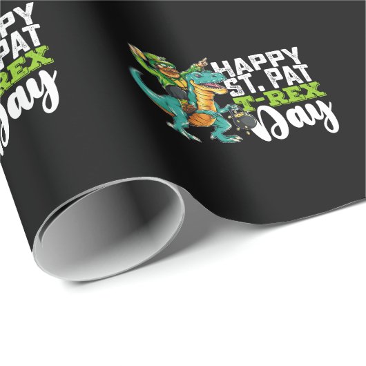 Gelukkige St Patrick's Day Pat Rex Dinosaurus Cadeaupapier (Rol Hoek)