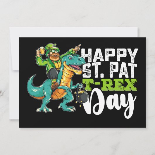 Gelukkige St Patrick's Day Pat Rex Dinosaurus Kaart (Voorkant)
