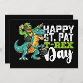 Gelukkige St Patrick's Day Pat Rex Dinosaurus Kaart (Voorkant / Achterkant)