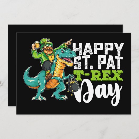 Gelukkige St Patrick's Day Pat Rex Dinosaurus Kaart (Voorkant / Achterkant)
