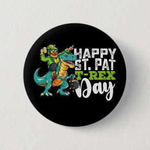 Gelukkige St Patrick's Day Pat Rex Dinosaurus Ronde Button 5,7 Cm