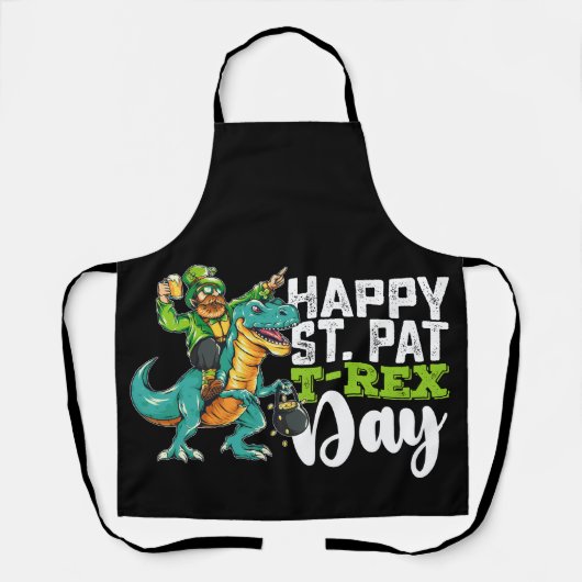 Gelukkige St Patrick's Day Pat Rex Dinosaurus Schort (Voorkant)