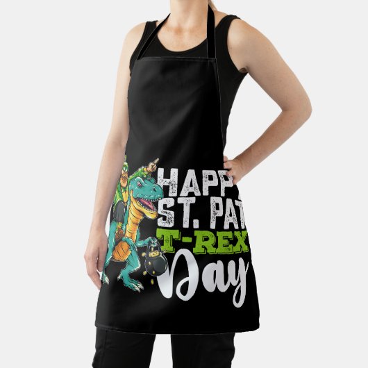 Gelukkige St Patrick's Day Pat Rex Dinosaurus Schort (Insitu)