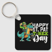 Gelukkige St Patrick's Day Pat Rex Dinosaurus Sleutelhanger (Voorkant)