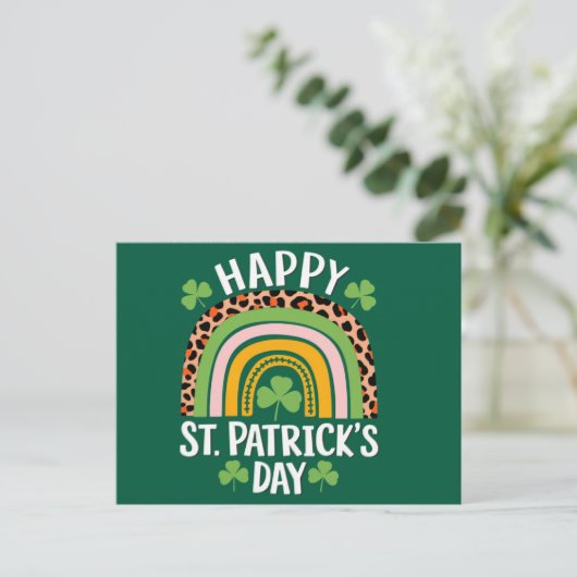 Gelukkige St. Patrick's Day Rainbow Shamrock Briefkaart (Staand voorkant)