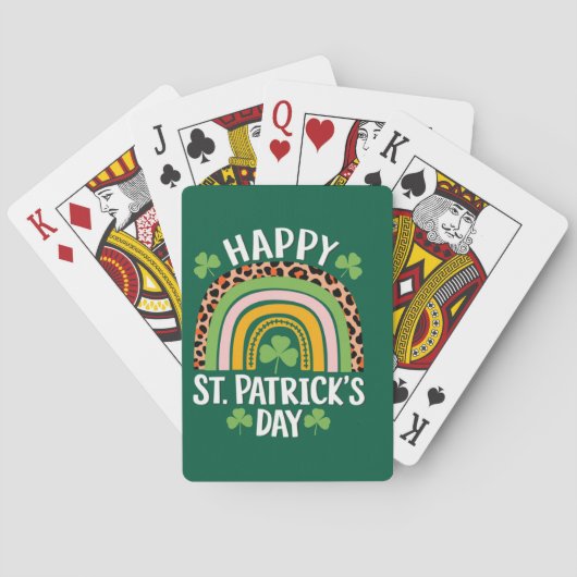 Gelukkige St. Patrick's Day Rainbow Shamrock Pokerkaarten (Achterkant)