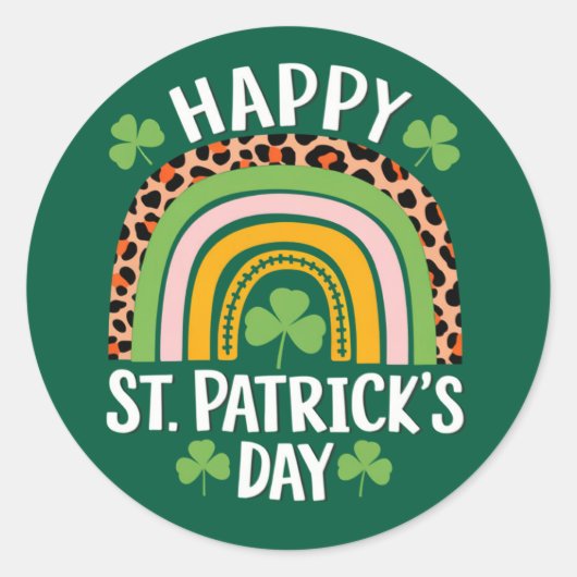 Gelukkige St. Patrick's Day Rainbow Shamrock Ronde Sticker (Voorkant)