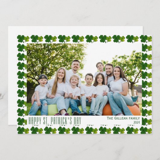 Gelukkige St. Patrick's Day Shamrocks familie 1 fo Feestdagenkaart (Voorkant / Achterkant)