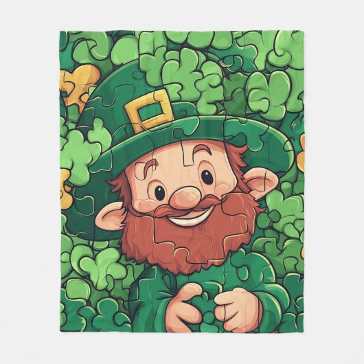Gelukkige St. Patrick's Day Shamrocks Puzzel Fleece Deken (Voorkant)