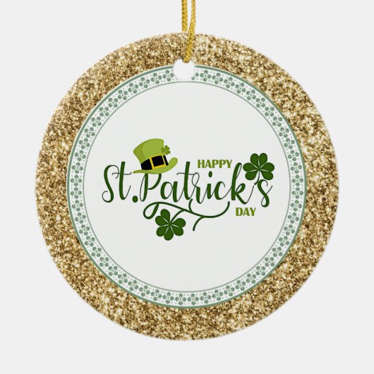 Gelukkige St. Patrick's Day, vakantieontwerp, Keramisch Ornament (Voorkant)