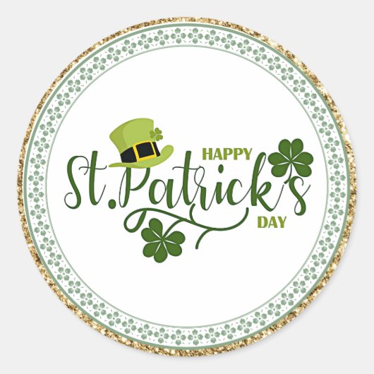 Gelukkige St. Patrick's Day, vakantieontwerp, Ronde Sticker (Voorkant)