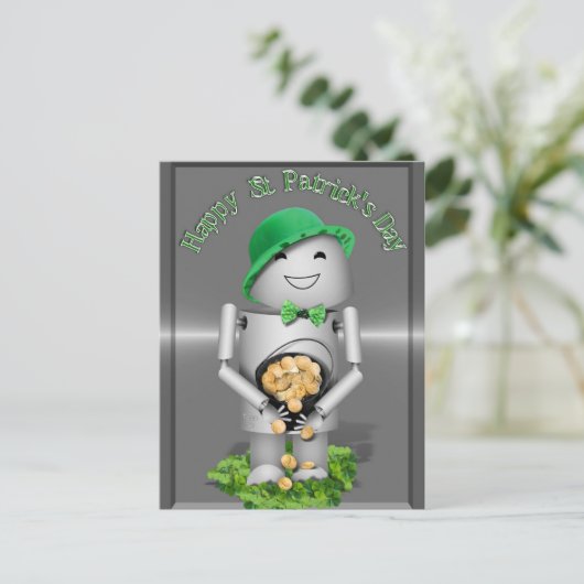 Gelukkige St. Patrick's Day van Little Robo-x9 Briefkaart (Staand voorkant)