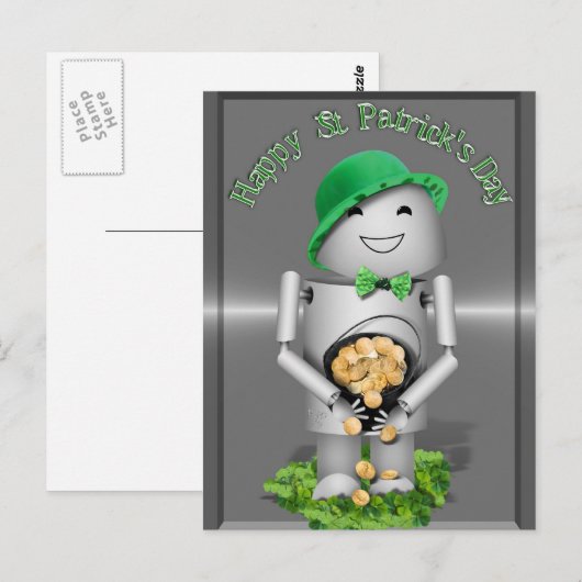 Gelukkige St. Patrick's Day van Little Robo-x9 Briefkaart (Voorkant / Achterkant)