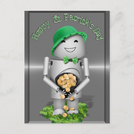 Gelukkige St. Patrick's Day van Little Robo-x9 Briefkaart (Voorkant)