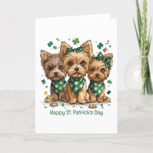 Gelukkige St. Patrick's Day Yorkshire Terrier hond Feestdagen Kaart