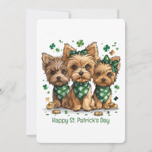Gelukkige St. Patrick's Day Yorkshire Terrier hond Feestdagenkaart