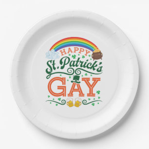 Gelukkige St. Patricks Gay LGBTQ Pride Regenboog Papieren Bordje