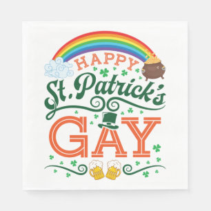 Gelukkige St. Patricks Gay LGBTQ Pride Regenboog Servet