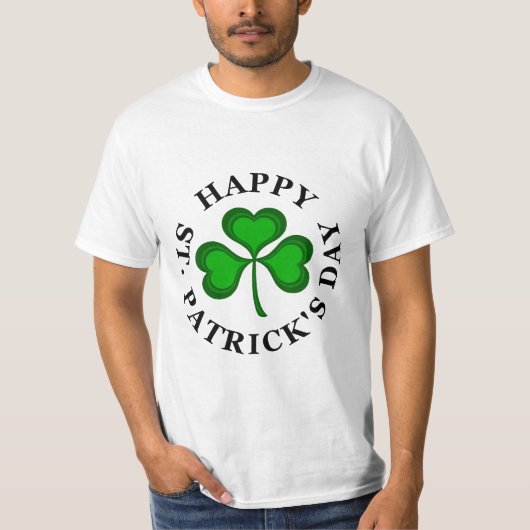 GELUKKIGE ST. PATRIC'S DAG Tekst met groene Shamro T-shirt (Voorkant)