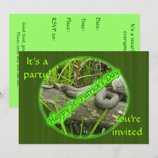 Gelukkige St. Patty's Day Geen Slangen Uitnodiging (Voorkant / Achterkant)