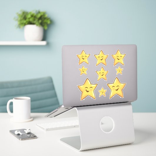 Gelukkige sterren sticker (Laptop op bureau)