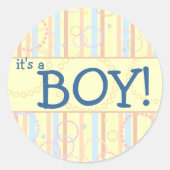 Gelukkige Stippen & Strepen Ronde Sticker (Voorkant)