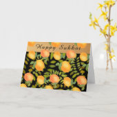 Gelukkige Sukkot bladeren en citroen Kaart (Gele Bloem)