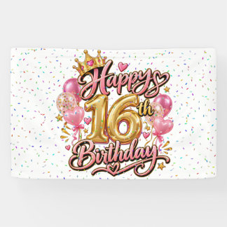 Gelukkige Sweet 16 Verjaardag Spandoek