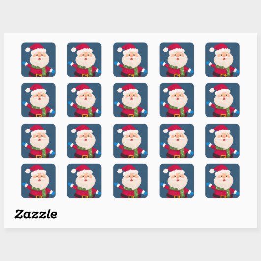 Gelukkige swingende Kerstman Vierkante Sticker (Vel)