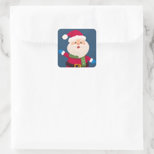 Gelukkige swingende Kerstman Vierkante Sticker (Tas)