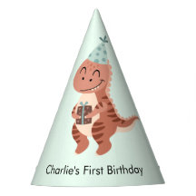 Gelukkige T-rex Dinosaurus met verjaardagscadeau e