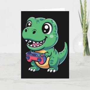Gelukkige T-rex Met Game Controller Schattige Game Kaart