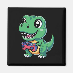 Gelukkige T-rex Met Game Controller Schattige Game Magneet