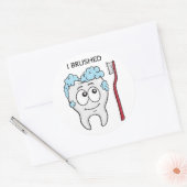 Gelukkige tand en borstel ronde sticker (Envelop)