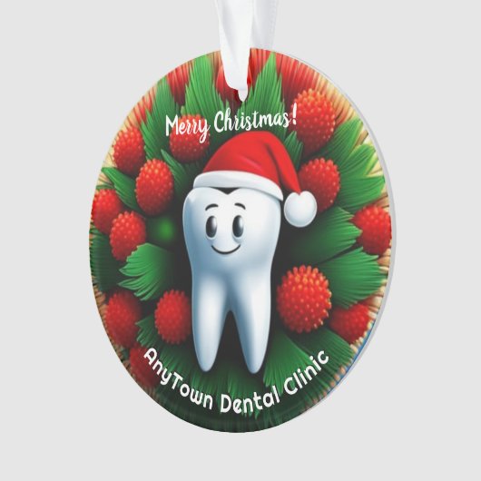 Gelukkige Tand in Santa Hoed Kerstmis Ornament (voorkant)