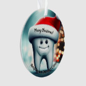 Gelukkige Tand in Santa Hoed Kerstmis Ornament (voorkant)