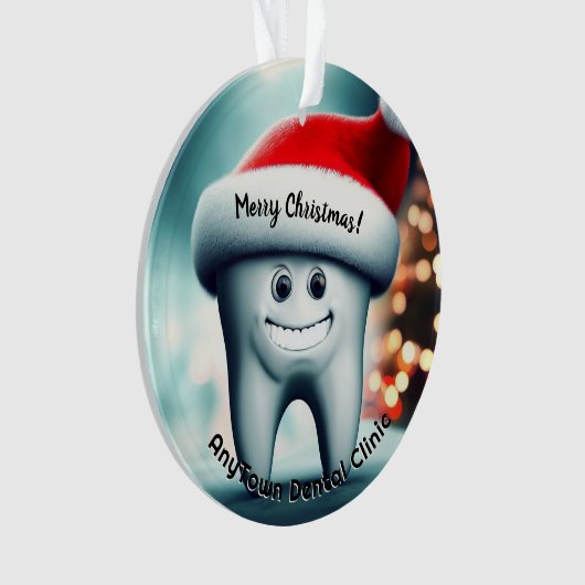 Gelukkige Tand in Santa Hoed Kerstmis Ornament (voorkant)