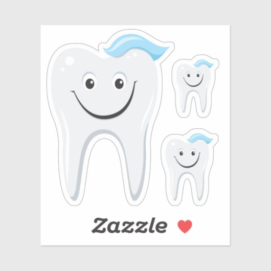 Gelukkige tand met tandpasta sticker (Vel)