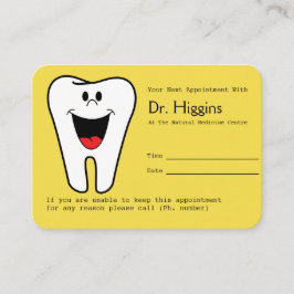 Gelukkige Tandarts Afspraak Herinnering Geel Afsprakenkaartje